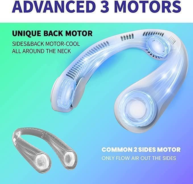 Bladeless Portable Neck Fan – 79 mAh Rechargeable, 78 Air Vents, Hands-Free Cooling